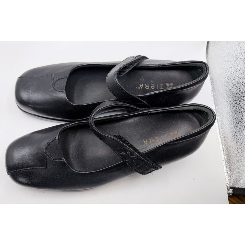 Ziera Rhapsody Black Leather Mary Janes Size 38 Australia, 7.5 US Comfort Flats